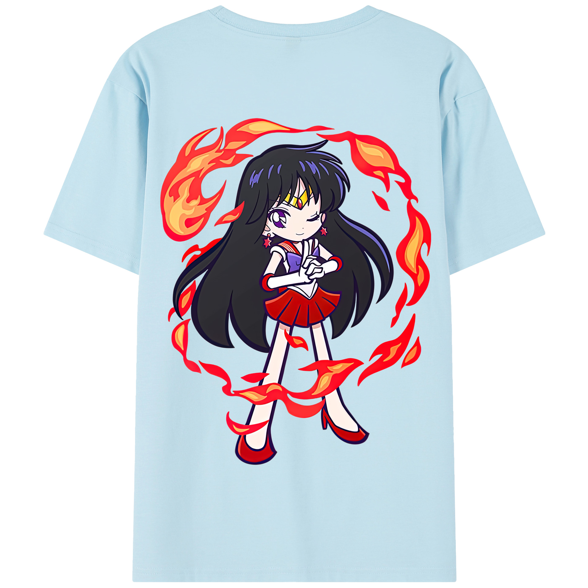 （画像用） 美少女戦士セーラームーン 火野レイ ひの レイ Sailor Moon Hino Rei （セーラーマーズ,Sailor Mars） 綿100％半袖Tシャツ（背面プリント）